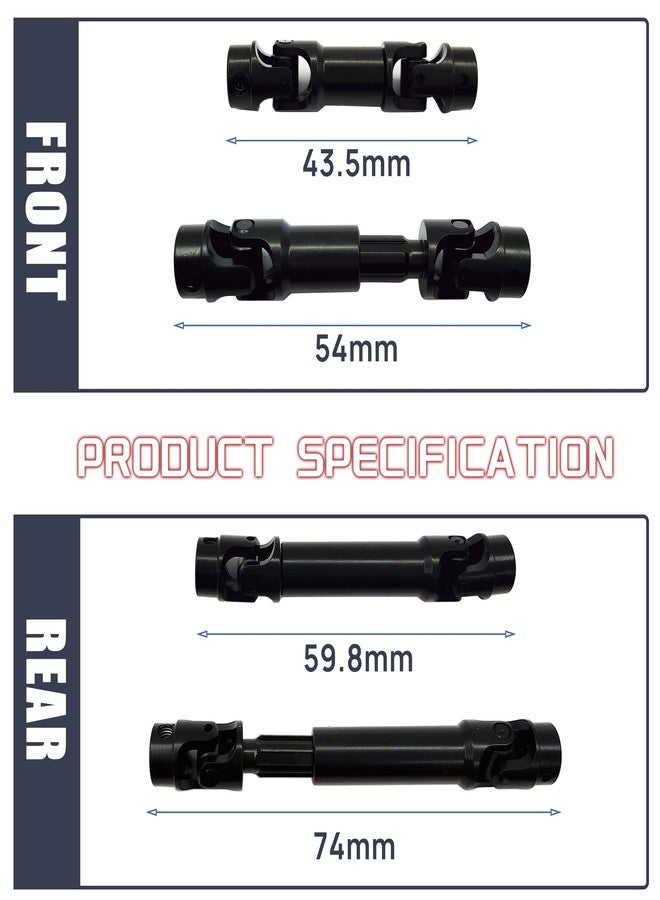 HOPLEX Stainless Steel Drive Shaft with Black Coating Front Rear Center Driveshafts for 1/18th TRX4M Defender Bronco RC Crawler Car Upgrades 2PCS(Black) - Image 3